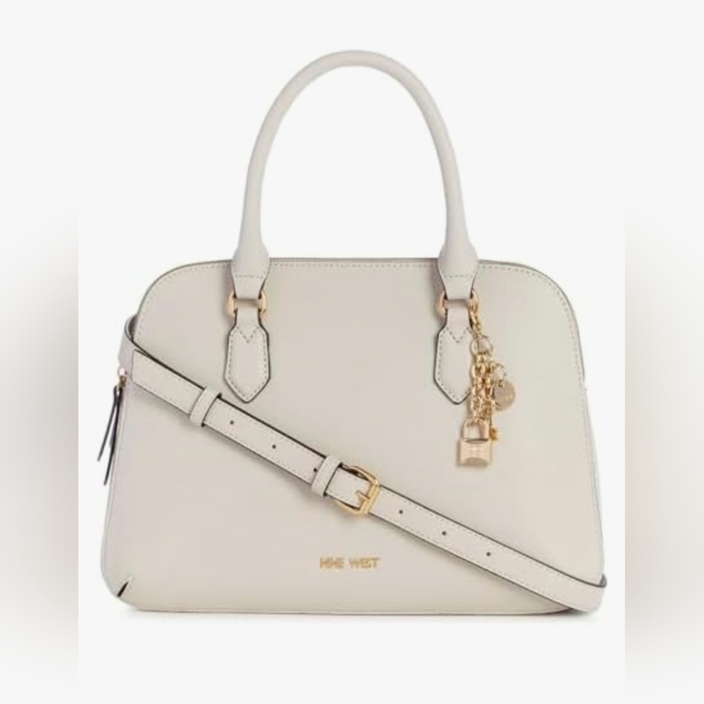 LIKE NEW! Nine West Cibrina Dome Satchel In Milk, Crossbody Strap Included